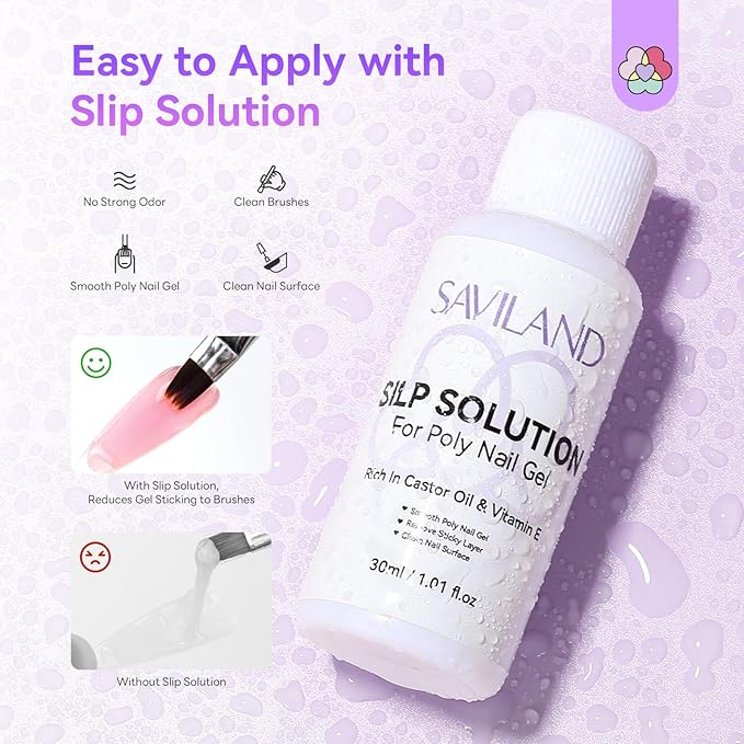 SAVILAND Poly Gel Nail Kit for Starter: 4 Poly Gel Nail Colors 28 Day Long Wear Ultra-Hard with Slip Solution, Fast & Easy Extension Nail Kit with Nail Lamp All-in-1 for Beginner DIY Art Home Salon