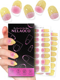 Nail Polish Strips – 32PCS UV Free Salon Quality Wraps, Long Lasting Gel Nail Stickers for Women (Golden Rose)