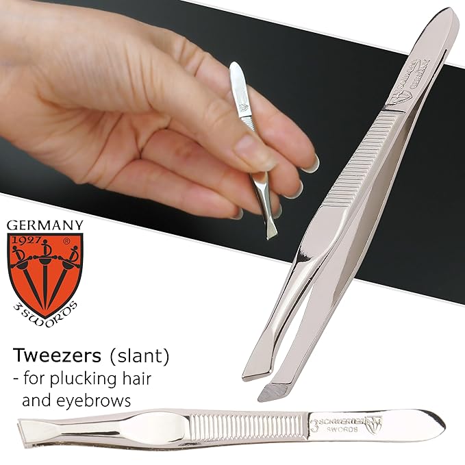 3 Swords Germany - brand quality 3 piece manicure pedicure grooming kit set for professional finger & toe nail care scissors file genuine leather case in gift box, Made in Solingen Germany