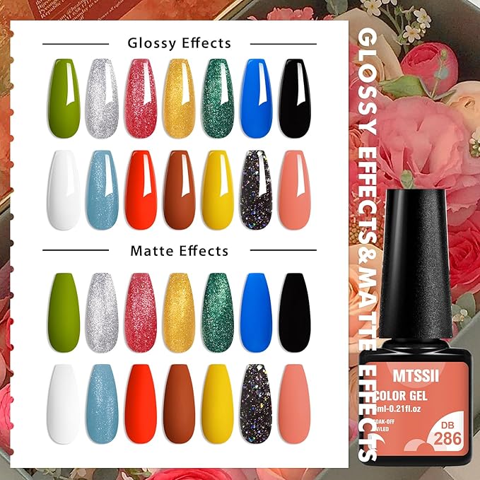 MTSSII Christmas Gel Polish 18PCS Reflective Glitter Gel Nail Polish Set 14 Colors Silver Blue Brown Nail Polish Kit DIY Manicure Gifts