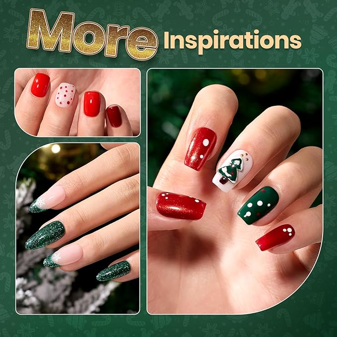 Beetles Nail Polish, 6 Colors Quick Dry Nail Polish Glossy Glitter 7.5ml /0.25 Fl Oz Red Green Gold Silver for New Year Nail Art Manicure DIY at Home Gifts for Women