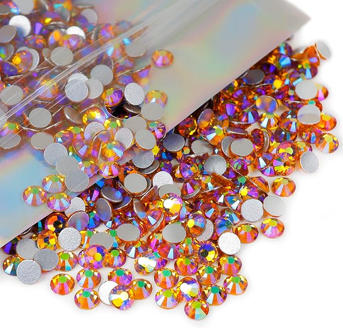 Genie Crystal 1440 PCS Topaz AB Rhinestones SS20, 5mm Yellow Aurora Borealis Flatback Glass Rhinestone for DIY Crafts, Shoes, Dance Costumes, Tumbler, Cup, Makeup, Bling Decoration