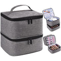 Nail Polish Organizer, Nail Polish Storage Holds 30 Bottles & Nail Lamp, Double Layer Nail Bag Organizer Case, Portable Nail Polish Holder for Nail Tech Travel & Manicure Kit