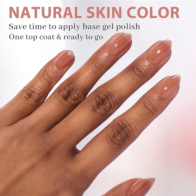 BTArtbox Short Almond Nail Tips - XCOATTIPS Gel Nail Kit with Tip Primer Base, 160 pcs Brown Pre-colored Fake Nails with Gel Nail Glue and Top Coat Nail Extension Kit for Nail Art