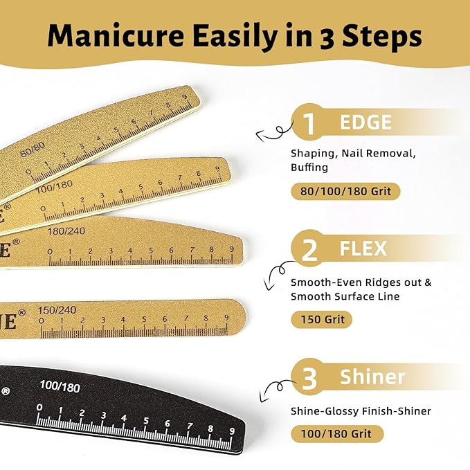 JODSONE Nail File and Buffer Set 5PCS Double Side Trimed Nail Files and Buffers Emery Boards for Nails 80/240 Nail Shine Polishing Stick Reusable Washable Nails Tools Suit for Home Salon