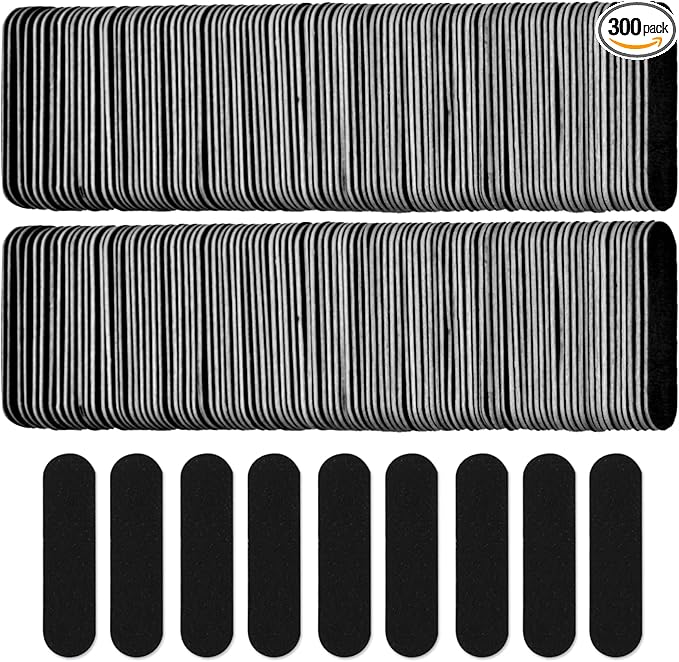 300 Pack Mini Nail File Bulk(180/240 Grit), Disposable Nail Files Double Sided Emery Boards Home or Professional Manicure Tools(Black)