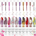 JODSONE Nail Art Gel Liner Set 10 Colors Glitter Purple Gold Green Gel Nail Polish Need U V Lamp Cured with Thin Brush at Home Salon Design,Valentines Gifts for Women