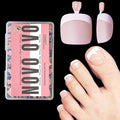 NOVO OVO Fake Toe Nail Tips Press on, French Tip Soft Gel Toenail Extension, BABY PINK Square Round Pre-applied Tip Primer & Base Coat, Full Cover Matte False Nails for DIY x 15 Sizes 360Pcs