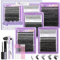 Lash Clusters Kit 60D+80D Individual Spikes Lashes Manga Eyelash Clusters D Curl DIY Eyelash Extension Kit with Lash Bond & Seal Lash Remover Tweezer Brush*10 for Anime Eyelashes