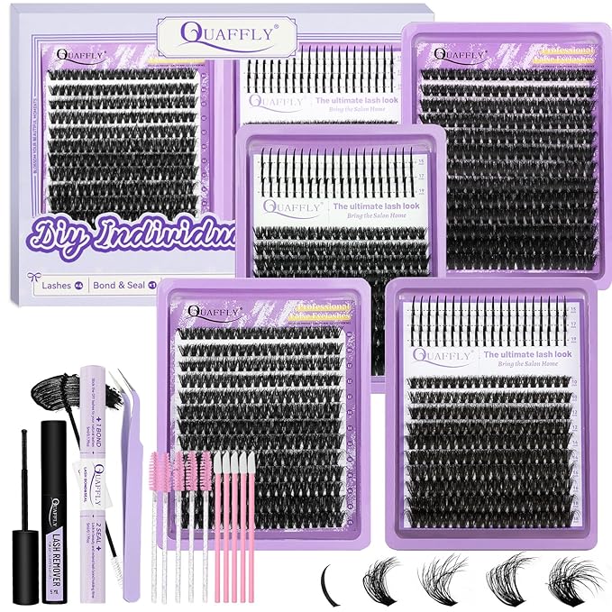 Lash Clusters Kit 60D+80D Individual Spikes Lashes Manga Eyelash Clusters D Curl DIY Eyelash Extension Kit with Lash Bond & Seal Lash Remover Tweezer Brush*10 for Anime Eyelashes