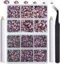 NCB Hotfix Iron on 8000pcs Crystal Rhinestones Round Gem for Crafts Decoration DIY Jewelry Making with a Tweezers and 2 Picking pens (Lt. Amethyst, 6Sizes SS4-SS30)