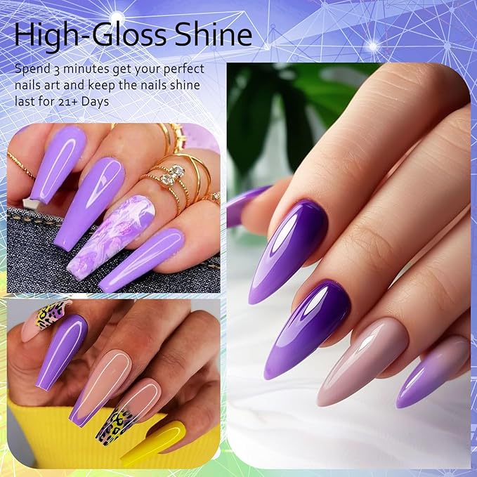 MTSSII Gel Nail Polish Set, 12PCS Macaron Pink Yellow Violet Gel Nail Polish Kit, Soak Off UV/LED Nail Polish Nail Art Design Salon Home Gifts for Women