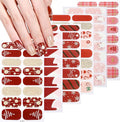 6 Sheets Christmas Nail Wraps Full Stickers Glow in The Darkness Nail Polish Strips, DIY Self-Adhesive Nail Art Santa Hat Xmas Tree Snowflakes with 5 Pieces Nail Files for Party Decor (96 Pieces)