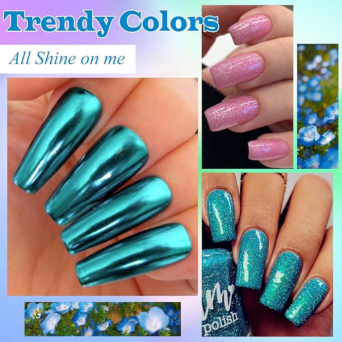 12Pcs Metallic Gel Nail Polish + Reflective Glitter Gel Polish Red Orange Pink Blue Green Neon Nail Polish Gel for Home Salon DIY Manicure Gift
