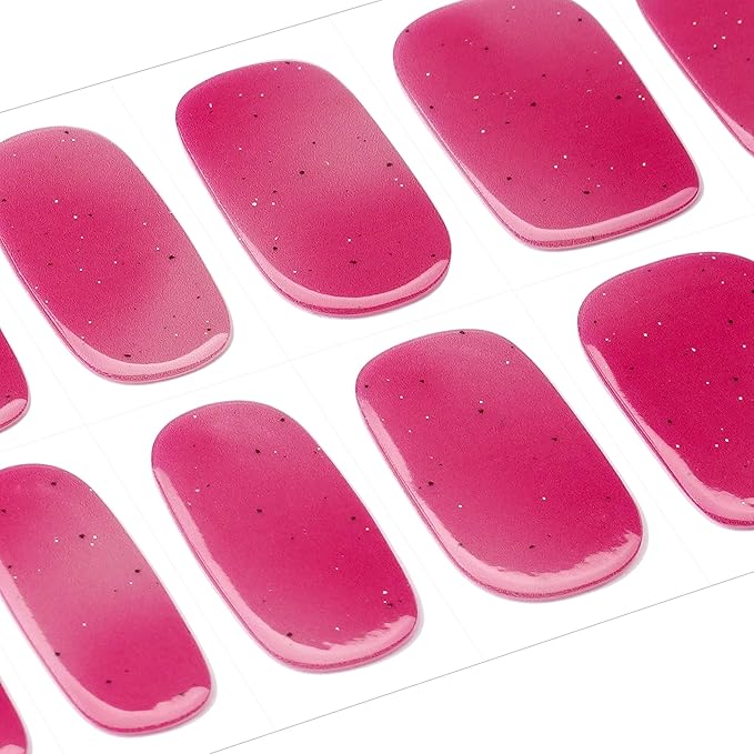 DANNI & TONI Gel Nail Strips Cherry Red (Shimmer Blush) Ombre Gel Nail Wraps UV Led Nails 28 Stickers