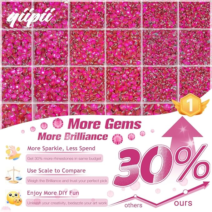 Rose Pink Crystal Resin Rhinestones w B7000 Glue for Bedazzling Crafting Hot Pink Flatback Stones 2mm-6mm Rose Red Diamonds Gems Bedazzler Kit for Nails Face Eyes Makeup Tumblers Bottles Crafts