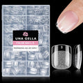 UNA GELLA Extra Short Square Oval Nail Tips 216pcs Pre-shaped Half Matte Square Round Gel Nail Tips Full Cover Squoval Clear Acrylic Fake Nails for Press on Nail Extensions Home DIY Salon 12 Sizes