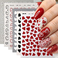 6Sheets Valentines Nail Stickers 3D Irregular Hollow Out Love Heart Nail Art Stickers Self Adhesive Romantic Valentines Nail Decals Colorful Heart Nail Decorations Supplies for Women DIY Manicure