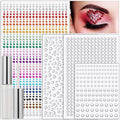 Face Glue with Eye Gems Stickers, 1702 Pieces Self Adhesive Rhinestones Stick on Face Jewels Hair Gems for Face Body Rhinestones for Nail Art Makeup Crafts
