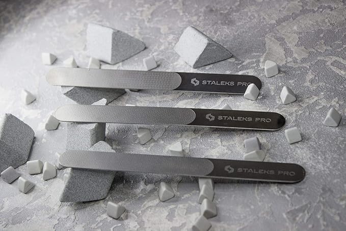 STALEKS PRO Expert 11 Laser Nail File (165mm Wide Straight with Handle) – Stainless Steel Manicure & Pedicure Tool for Delamination Control