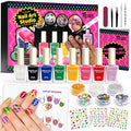 Tomons Nail Polish Set Non Toxic Kids Nail Polish Kit for Kids Ages 7-12, Birthday Gifts for 6 7 8 9 10 11 12 Year Girl, Glitter, Sequins, Stickers, Nail Art Kit Tools- 8 Colors