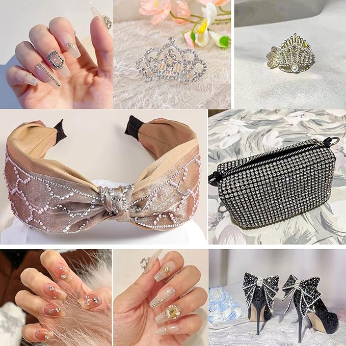 Beadsland 2880pcs Flat Back Crystal Rhinestones Round Gems for Nail Art and Craft Glue Fix, Crystal,SS6,1.9-2.1mm