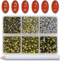 Bymitel Hotfix Crystal Rhinestones Round Gems for Crafts,Mixed 6 Sizes with Wax Pencil Kit, Olivine 1.3-3.2mm(SS3-SS12/8000pcs)