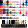 ROSALIND 65PCS Gel Nail Polish Set, 60 Colors Glitter Red Gel Polish with 5 Bottles of Base and Glossy Matte Top Coat Soak off Nail Set Suitable for All Seasons