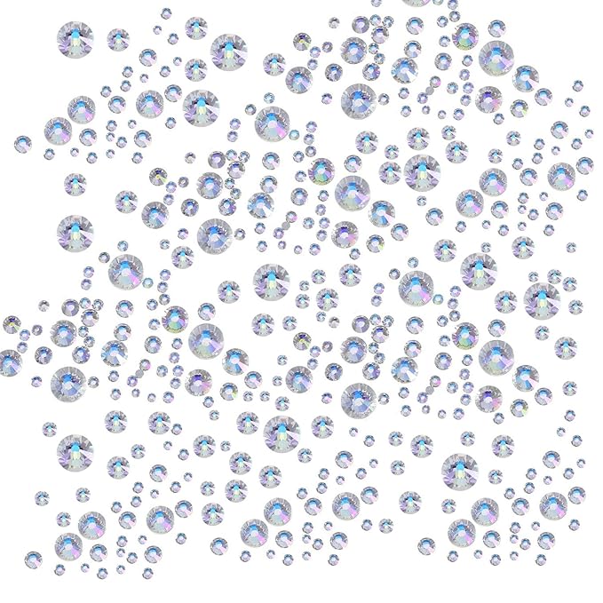 AD Beads 4300 Pieces Flat Back Nail Art Rhinestones Round Beads 6 Sizes (2-6.5mm) with Storage Organizer Box,Rhinestones Picking Pen for Nail Art Phone Decorations Crafts DIY (Paradise Shine)