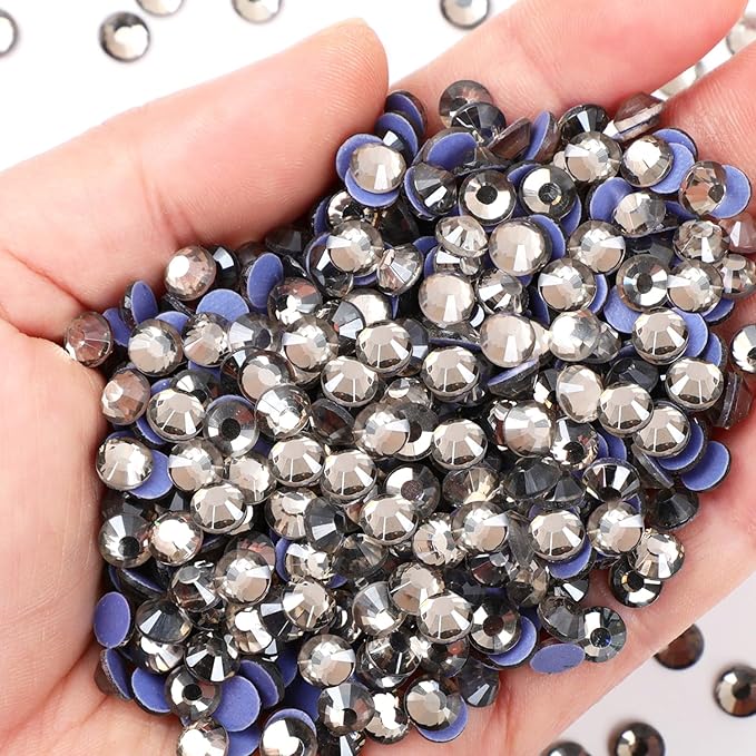 NCB 2880pcs Hotfix Crystal Rhinestones for Clothes Crafts, Hot Fix Bulk Flatback Crystals, Iron on Hotfix for DIY Decoration 20 Gross (Black Diamond, ss30/2880pcs)