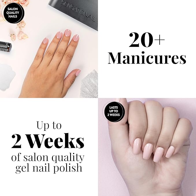Sensationail Complete Gel Nail Polish Starter Kit - Long-Lasting Salon Grade Manicure Kit with UV Lamp - Includes Primer, Base & Top Coat, Cleanser, & More - Includes White, Black, & Pink Gel Polish
