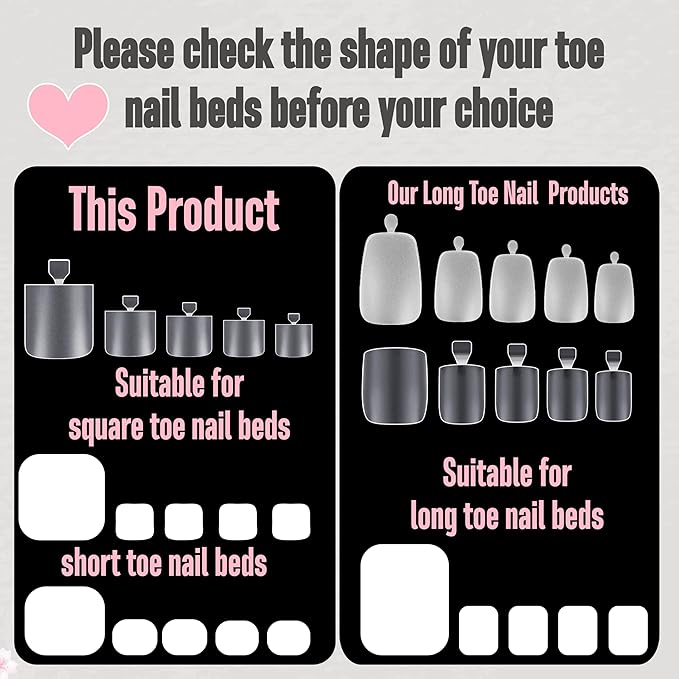 Fake Toe Nail Tips Press on, Full Cover Sharp Square Soft Gel False Toenail Extension, Clear Pre-applied Tip Primer & Base Coat, Acrylic for French Tip DIY x 15 Sizes 240 pcs