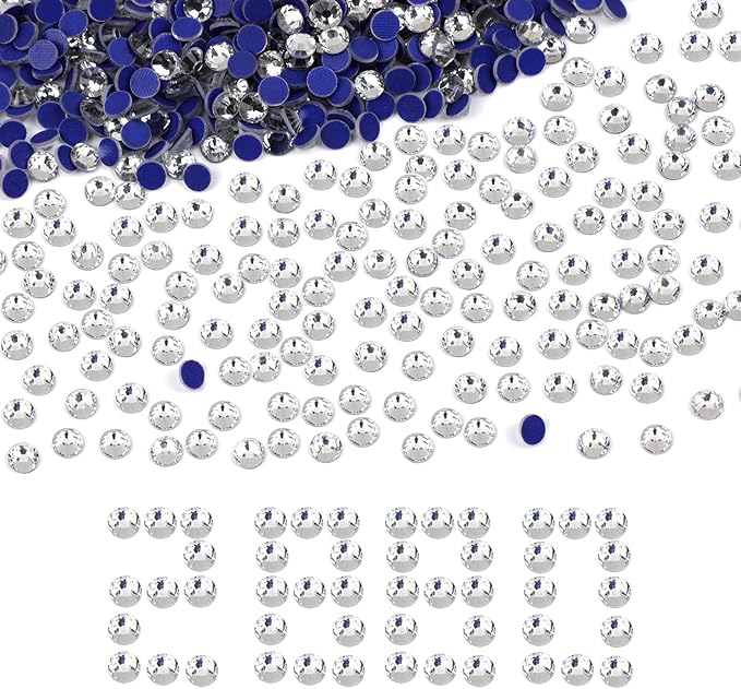 NCB 2880pcs Hotfix Crystal Rhinestones for Clothes Crafts, Hot Fix Bulk Flatback Crystals, Iron on Hotfix for DIY Decoration 20 Gross (Clear Crystal, ss30/2880pcs)