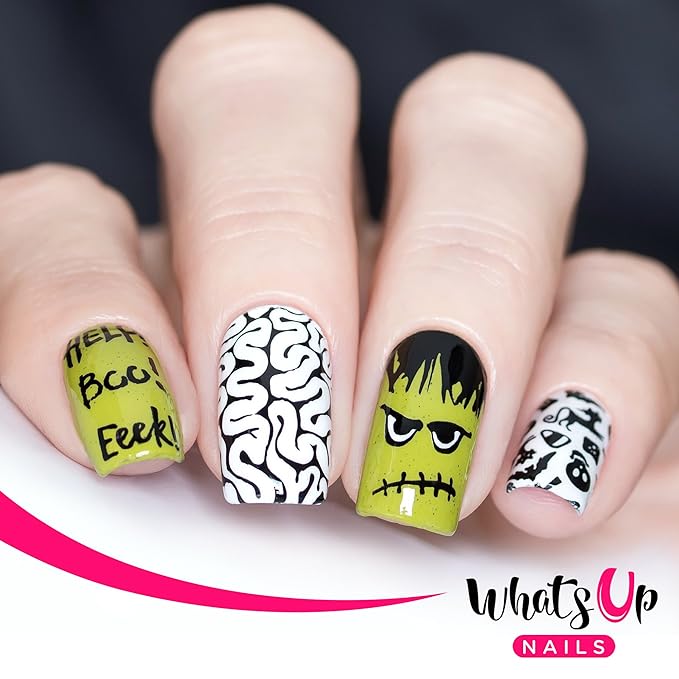 Whats Up Nails - Halloween Stamping Plates 2 Pack (B031, B036) Stamping Plates for Nail Art Design