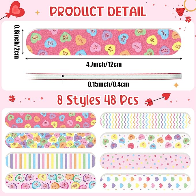 H1vojoxo Happy Wedding Party Nail Files - 48pcs Conversation Heart Double Sided Emery Boards Wedding Party Nail Files Favor Wedding Bridesmaid Gift for Employee Coworkers Appreciation Teacher Staff