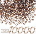 10000PCS Golden Shadow Rhinestones Bulk, Flat Back Crystal Glass Stone Round Gems,SS16, 3.8-4.0mm