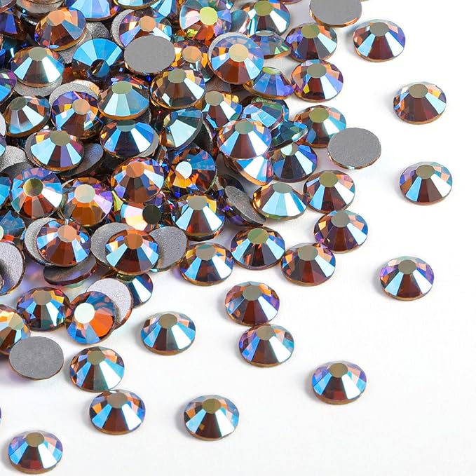 Beadsland 2880pcs Flat Back Crystal Rhinestones Round Gems for Nail Art and Craft Glue Fix, Lt.Colorado Topaz AB, SS20,4.6-4.8mm