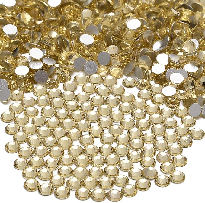 NCB 3000pcs Flatback Round Glass Nail Art Rhinestones Crystal for DIY Making Accessories Shoes, Clothes, Face Art, Bags, Manicure (Jonquil, SS5 3000pcs)