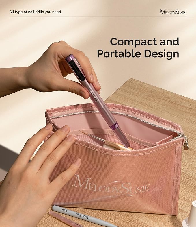 MelodySusie Pen-Shaped Ultra-Slim Cordless Nail Drill, PM170F 30000RPM Portable Rechargeable Electric File with LED Display for All Manicure, Nail Care, Shaping & Gel Removal for Advanced Home Use