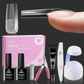 Beetles Tipex Lite Apex Nail Tips Kit,Square Long,192pcs 16 Sizes,with UV Nail Glue, Base & Top Coat, Mini Nail Lamp, Nail Clipper & Cuticle Nipper,Pre-Building Pre-Etched Acrylic Tips Kit