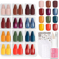 Beetles Press On Nails Kit - Festival Glow | 360Pcs 12 Colors Short Square Press On Nails | 15 Sizes Matte Glossy Glitter With Nail Glue & Nail Tabs Stickers, Fake Nails Kit Art For Women
