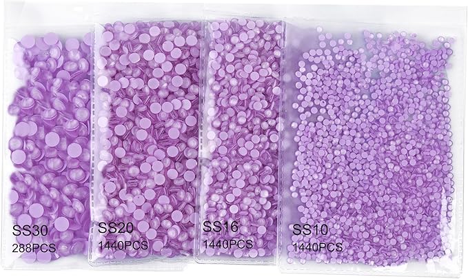 Blinginbox Flatback Rhinestones Round Gems, 1440pcs Luminous Series Glass Stones Neon Gems Non Hotfix Crystal Rhinestones for Nail Charms Crafts Clothes Tumblers,Lt.Violet Neon,SS20.