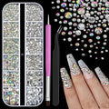 2500Pcs Clear AB Rhinestones for Bedazzling Kit, 1.5/2/2.5/3/4.5/6mm Mix Sizes Bedazzling Resin Gems Flatback Crystal Rhinestones with Pickup Tools for Manicure Crafts DIY (5-K1-glass-rhinestones)
