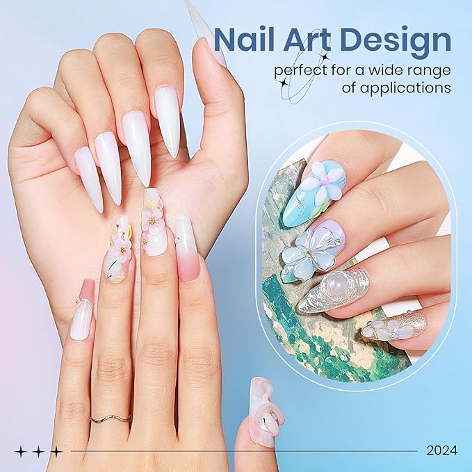 Solid Builder Gel for Nails, White 60g/2.1oz, 3D Sculpting Gel for Nail Art, No Stick Hand Hard Gel for Nail Extension, Nail Carving, 5D Patterns, Embossing Nail Decoration Soak Off UV LED