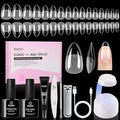 Beetles Gel Nail Kit Curve-EX, Almond Short, 320pcs 16 Sizes Nail tips, with 15g Nail Glue Gel Hands-Free, 7.5ml Base Gel & Top Coat, Mini Lamp, for Acrylic Press On Nail, Extension DIY Set at Home