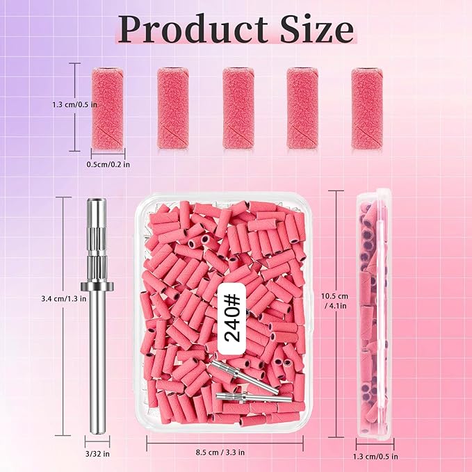 200 Pcs Small Sanding Bands for Nail Drill 240 Grit, Extreme Fine Sanding Bands for Nail with 3.1MM Mandrel Bit, Upgrade Mini Nail Sanding Bands for Natural Nails Acrylic Gel Manicures and Pedicure