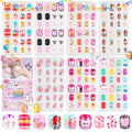 SAVILAND Press on Nails for Kids 7-day Styling: 168PCS Kids Press on Nails for Girls Colorful Patterns Full Cover Short Square Fake Nails False Nail Art Set Christmas Easter Gifts 8-12 Years Child