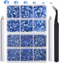 NCB Hotfix Iron on 8000pcs Crystal Rhinestones Round Gem for Crafts Decoration DIY Jewelry Making with a Tweezers and 2 Picking pens (Lt. Sapphire, 6Sizes SS4-SS30)
