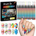 JODSONE 12 Colors Nail Art Pens Set,Acrylic Paint Nail Art Markers Polish Pen for 3D Nail Art, Drawing Painting Liner Brush for DIY Nail Art Beauty Adorn Manicure Tools (12 colors,1-6mm soft pen tip)