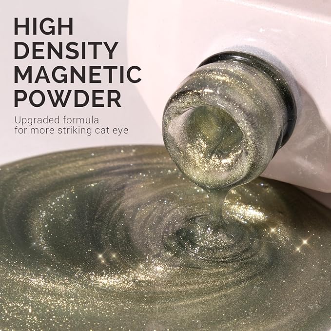 MelodySusie Jeweliver Cat Eye Gel Nail Polish, Bright Gold Glitter Holographic Magnetic Nail Polish with Magnet,0.5 Fl Oz, UV Nail Polish for Nail Art Manicure Salon DIY at Home G1060